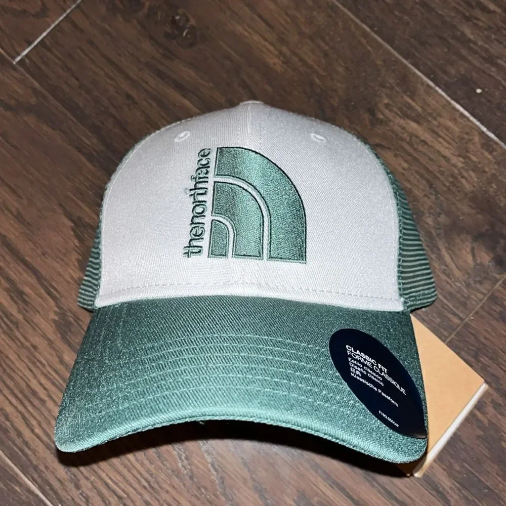 New North Face mesh SnapBack trucker hat cap baseball Half Dome Unisex Sage GRN